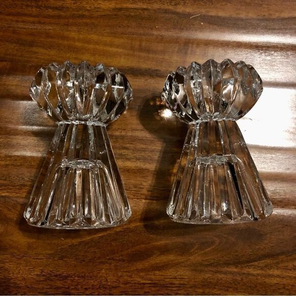 Pair of Glass Shabbat Candle Holders - Picture 3 of 10